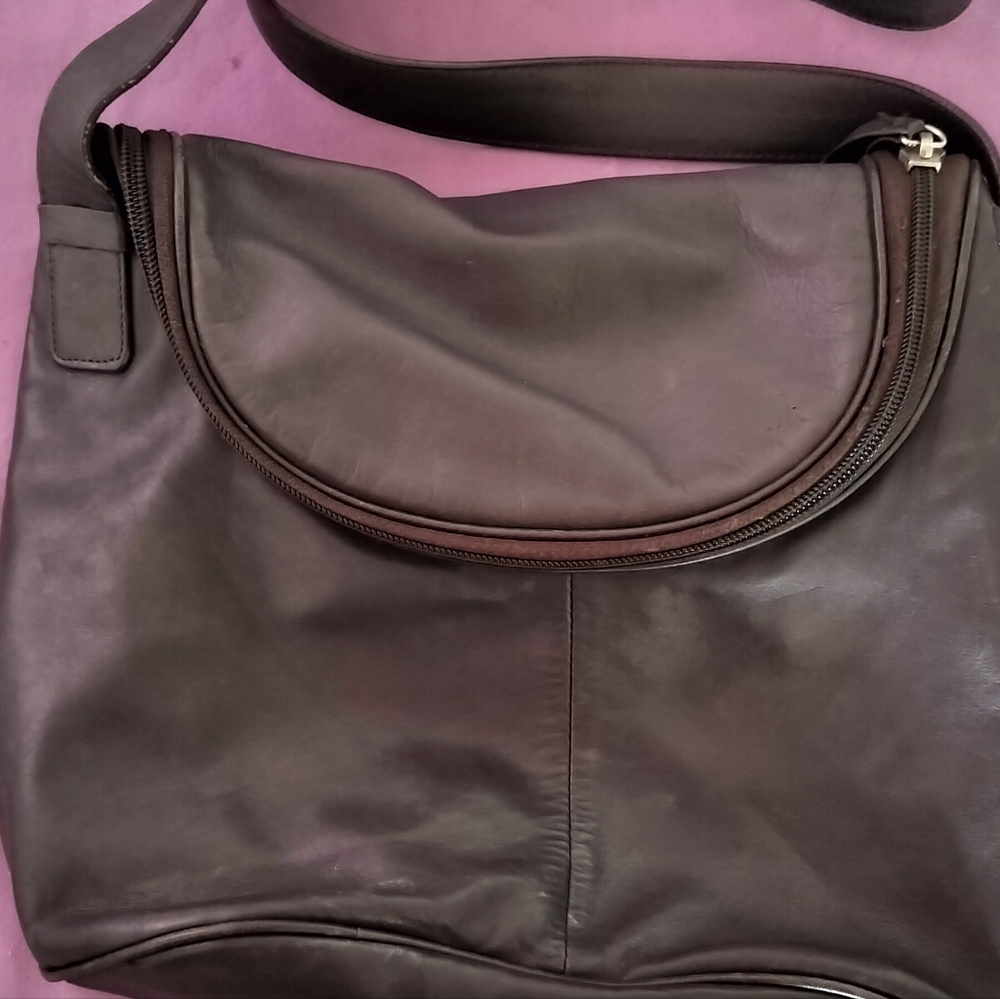 Maxx New York Brown Leather Shoulder Bag